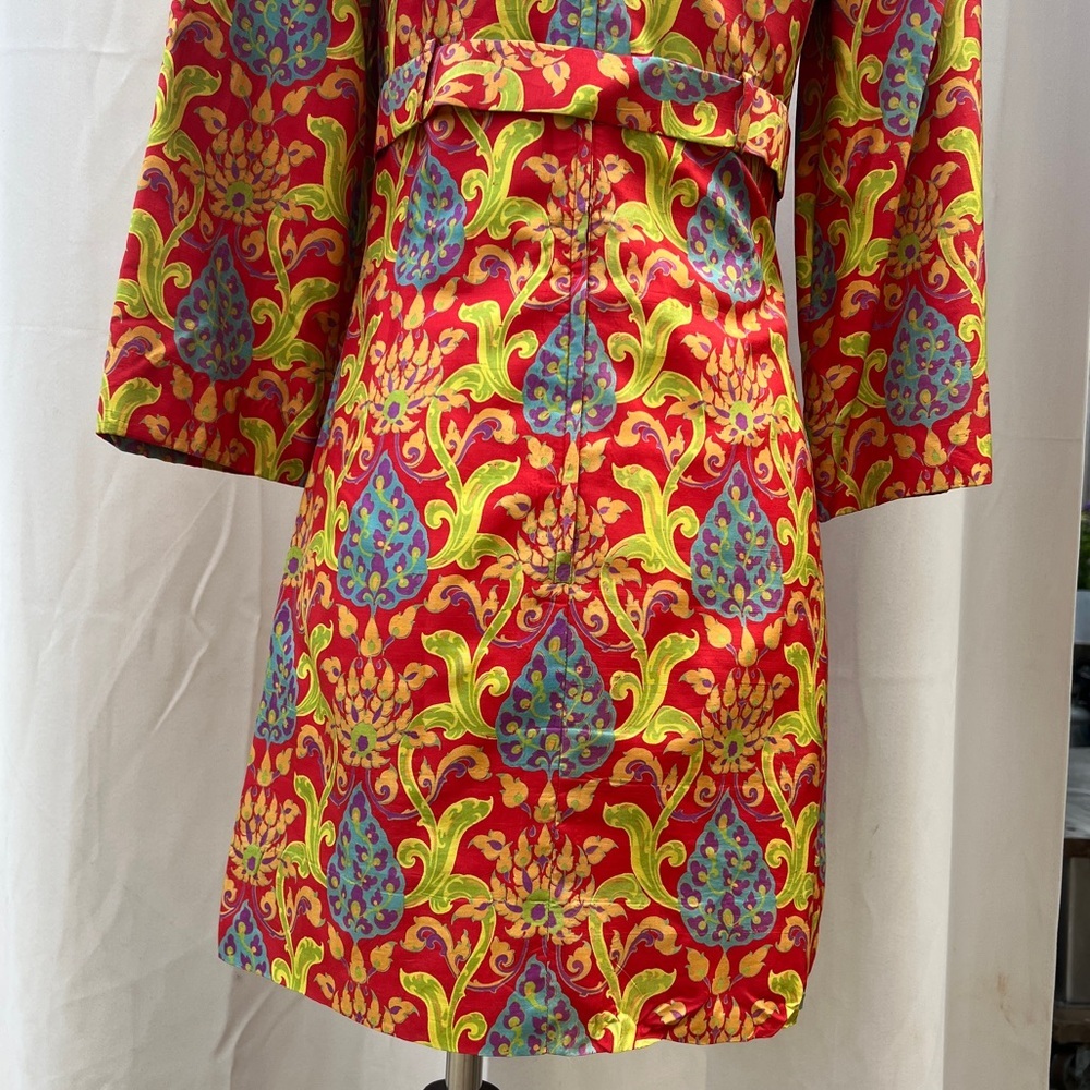 Vintage Dress 60s 70s silk Thai dress  style Japanese kimono Mini Dress Mod - Picture 7 of 16